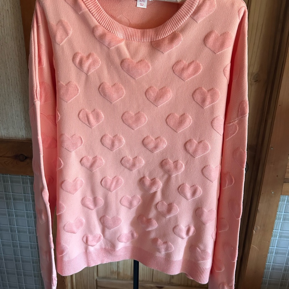 Pink Heart Pattern Sweater